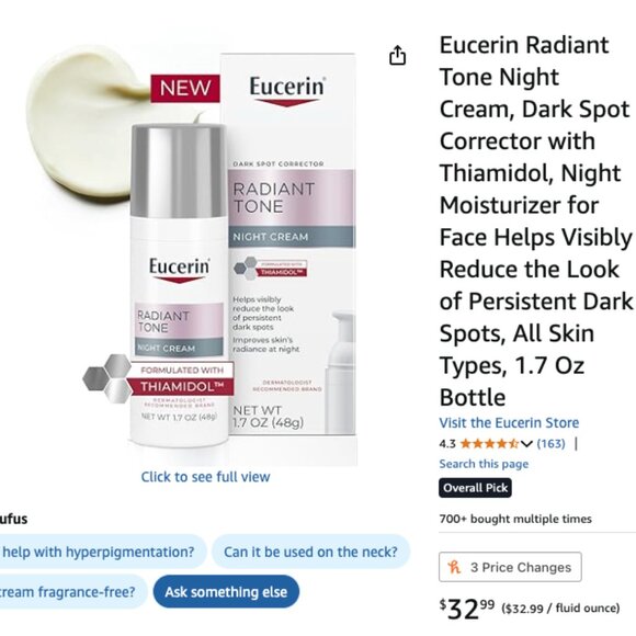 Eucerin Radiant Tone Night Cream, Dark Spot Corrector with Thiamidol - Picture 4 of 5